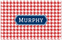 Thumbnail for Personalized Houndstooth Placemat - Cherry Red and White - Navy Decorative Rectangle Frame -  View