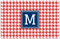 Thumbnail for Personalized Houndstooth Placemat - Cherry Red and White - Navy Square Frame -  View