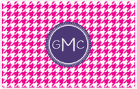 Thumbnail for Personalized Houndstooth Placemat - Hot Pink and White - Indigo Circle Frame -  View