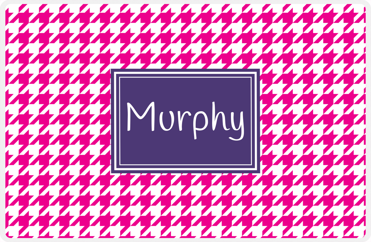 Personalized Houndstooth Placemat - Hot Pink and White - Indigo Rectangle Frame -  View