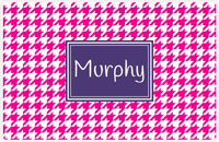 Thumbnail for Personalized Houndstooth Placemat - Hot Pink and White - Indigo Rectangle Frame -  View