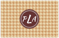 Thumbnail for Personalized Houndstooth Placemat - Light Brown and Champagne - Brown Circle Frame -  View