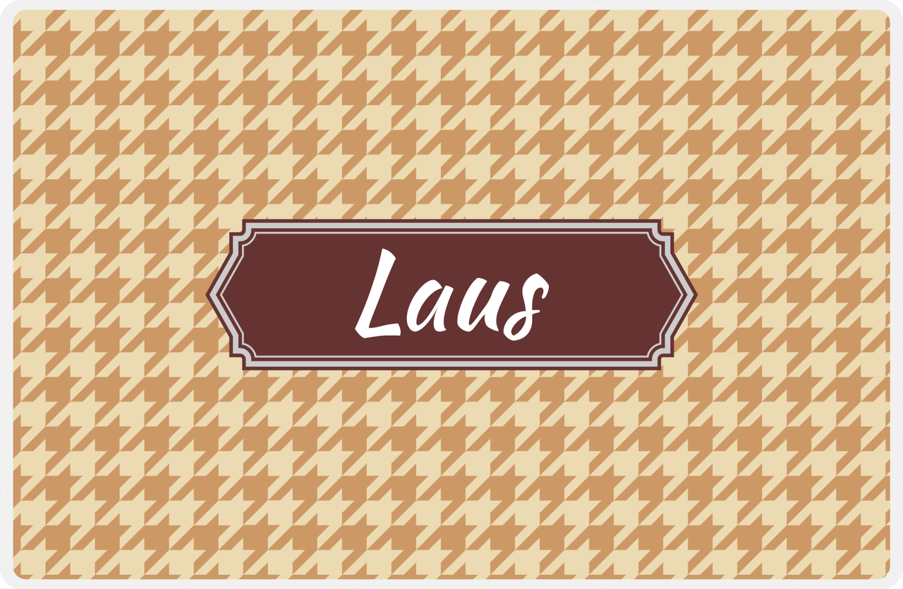 Personalized Houndstooth Placemat - Light Brown and Champagne - Brown Decorative Rectangle Frame -  View