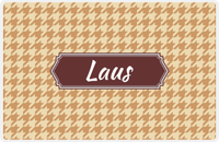 Thumbnail for Personalized Houndstooth Placemat - Light Brown and Champagne - Brown Decorative Rectangle Frame -  View
