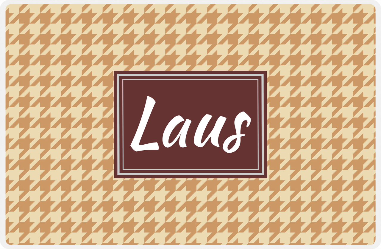 Personalized Houndstooth Placemat - Light Brown and Champagne - Brown Rectangle Frame -  View