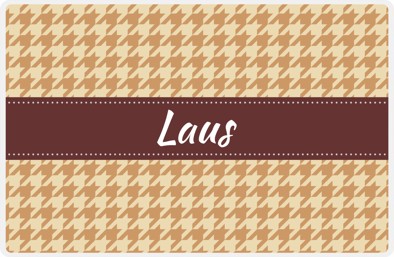 Personalized Houndstooth Placemat - Light Brown and Champagne - Brown Ribbon Frame -  View