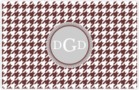 Thumbnail for Personalized Houndstooth Placemat - Brown and White - Light Grey Circle Frame -  View