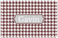 Thumbnail for Personalized Houndstooth Placemat - Brown and White - Light Grey Decorative Rectangle Frame -  View