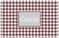 Thumbnail for Personalized Houndstooth Placemat - Brown and White - Light Grey Rectangle Frame -  View
