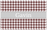 Thumbnail for Personalized Houndstooth Placemat - Brown and White - Light Grey Ribbon Frame -  View