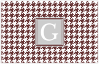 Thumbnail for Personalized Houndstooth Placemat - Brown and White - Light Grey Square Frame -  View