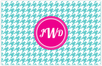 Thumbnail for Personalized Houndstooth Placemat - Viking Blue and White - Hot Pink Circle Frame -  View