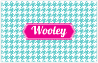 Thumbnail for Personalized Houndstooth Placemat - Viking Blue and White - Hot Pink Decorative Rectangle Frame -  View