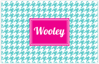 Thumbnail for Personalized Houndstooth Placemat - Viking Blue and White - Hot Pink Rectangle Frame -  View