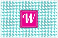 Thumbnail for Personalized Houndstooth Placemat - Viking Blue and White - Hot Pink Square Frame -  View