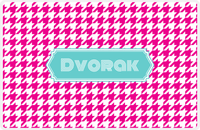 Thumbnail for Personalized Houndstooth Placemat - Hot Pink and White - Viking Blue Decorative Rectangle Frame -  View