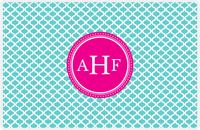 Thumbnail for Personalized Hourglass Placemat - Viking Blue and White - Hot Pink Circle Frame -  View