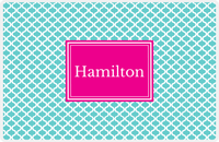 Thumbnail for Personalized Hourglass Placemat - Viking Blue and White - Hot Pink Rectangle Frame -  View
