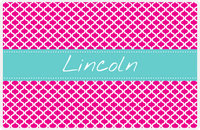 Thumbnail for Personalized Hourglass Placemat - Hot Pink and White - Viking Blue Ribbon Frame -  View