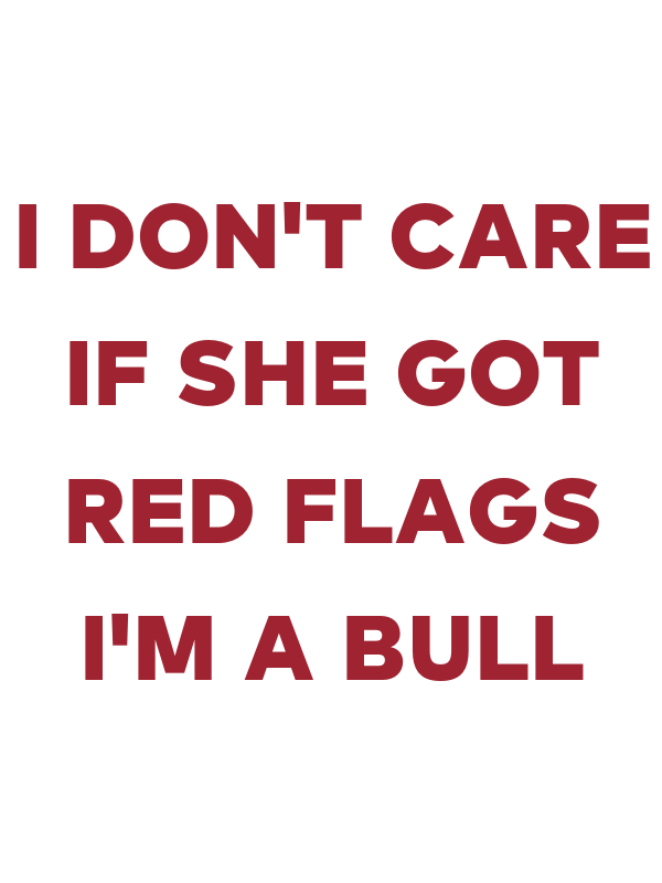 I Don't Care if She Got Red Flags I'm a Bull T-Shirt - White - Decorate View