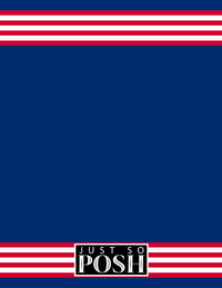 Thumbnail for Personalized Jersey Number Notebook with Arched Name - Blue and Red - Triple Stripe - Back View