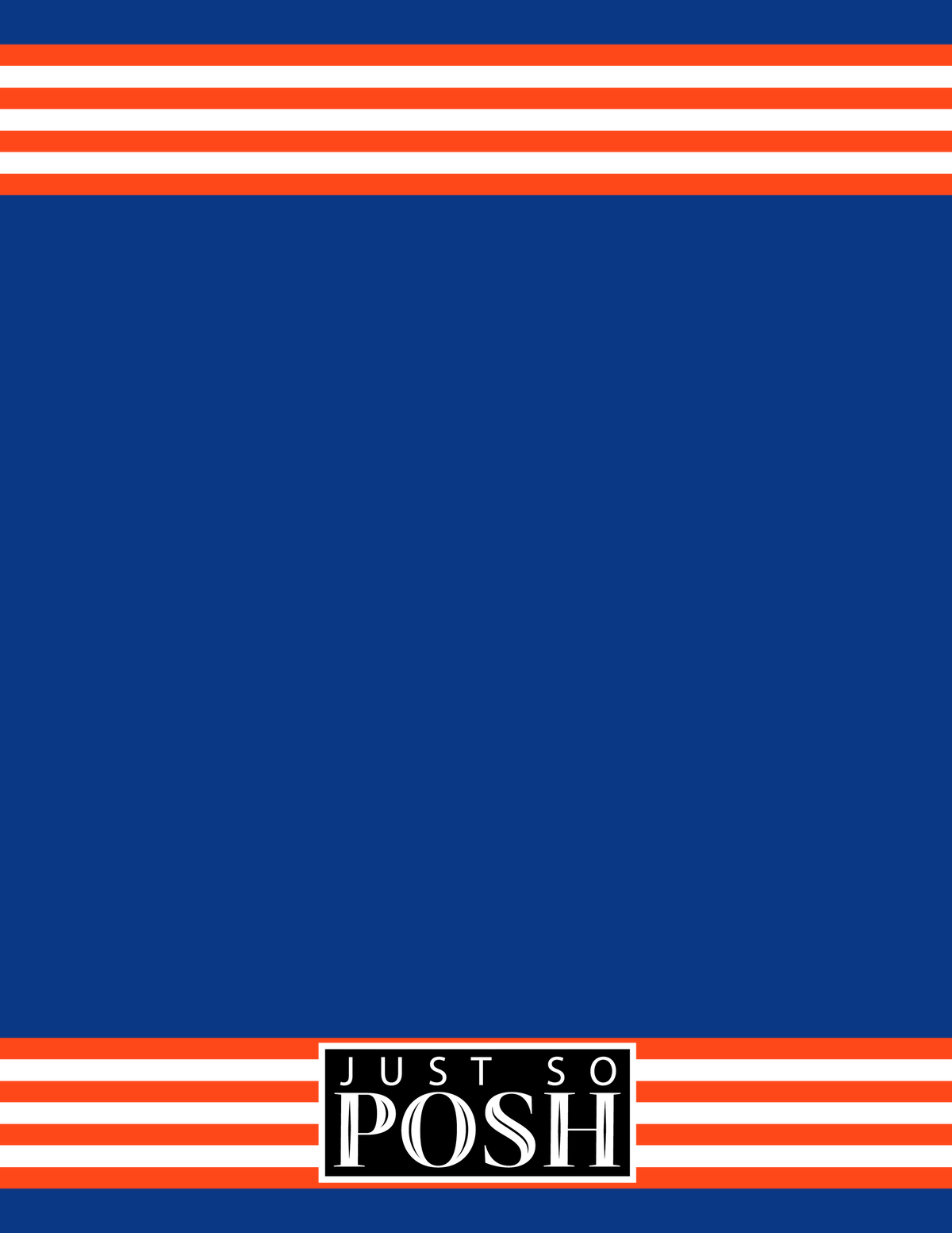 Personalized Jersey Number Notebook with Arched Name - Blue and Orange - Triple Stripe - Back View