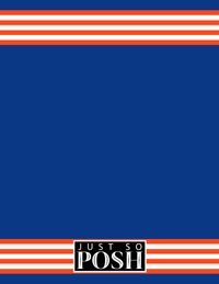 Thumbnail for Personalized Jersey Number Notebook with Arched Name - Blue and Orange - Triple Stripe - Back View