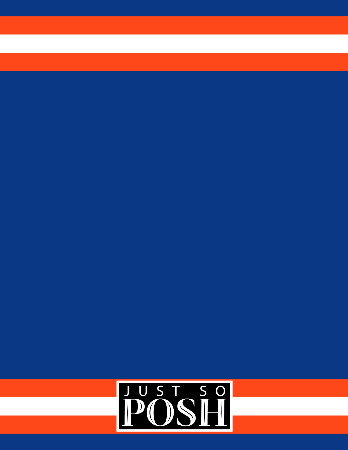 Personalized Jersey Number Notebook with Arched Name - Blue and Orange - Single Stripe - Back View