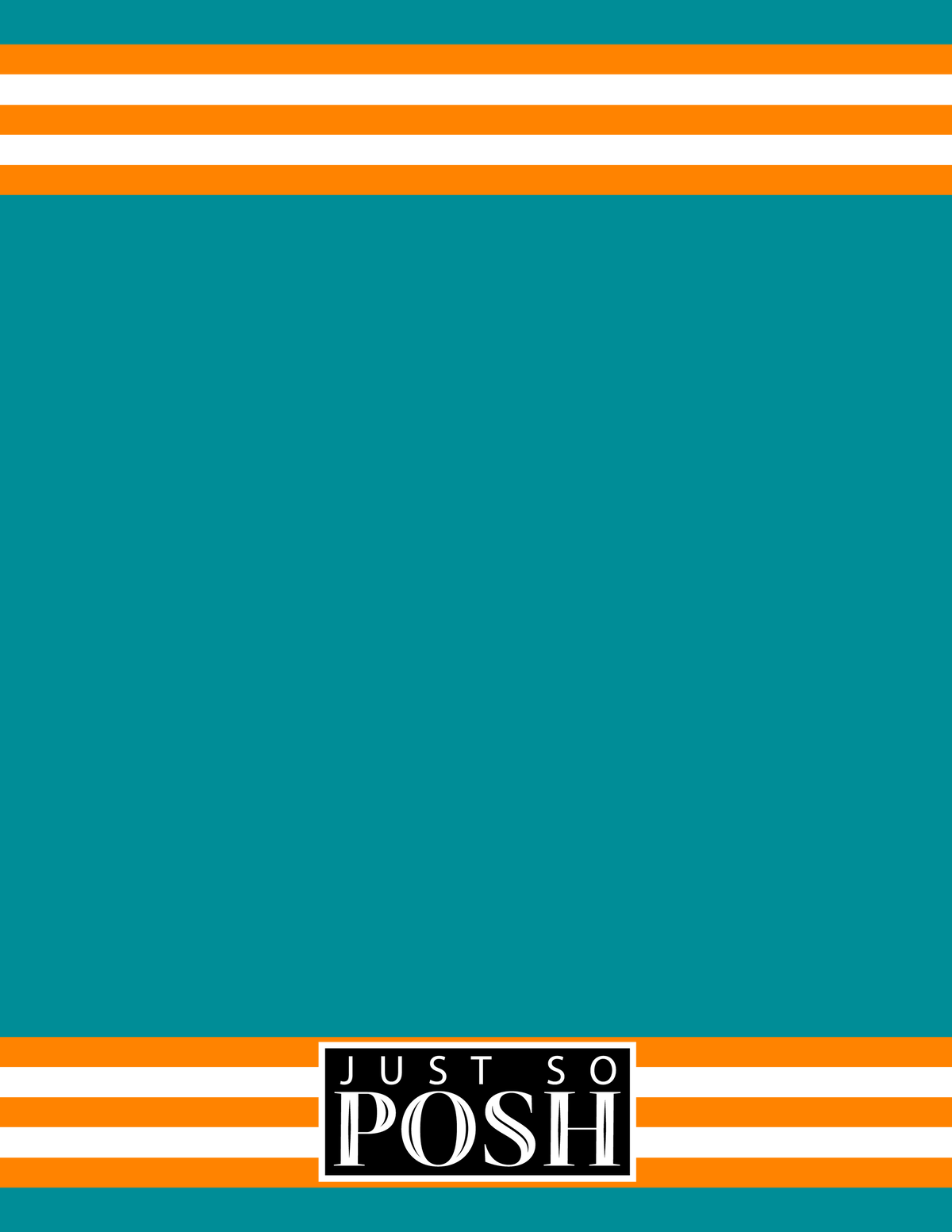 Personalized Jersey Number Notebook with Arched Name - Teal and Orange - Double Stripe - Back View