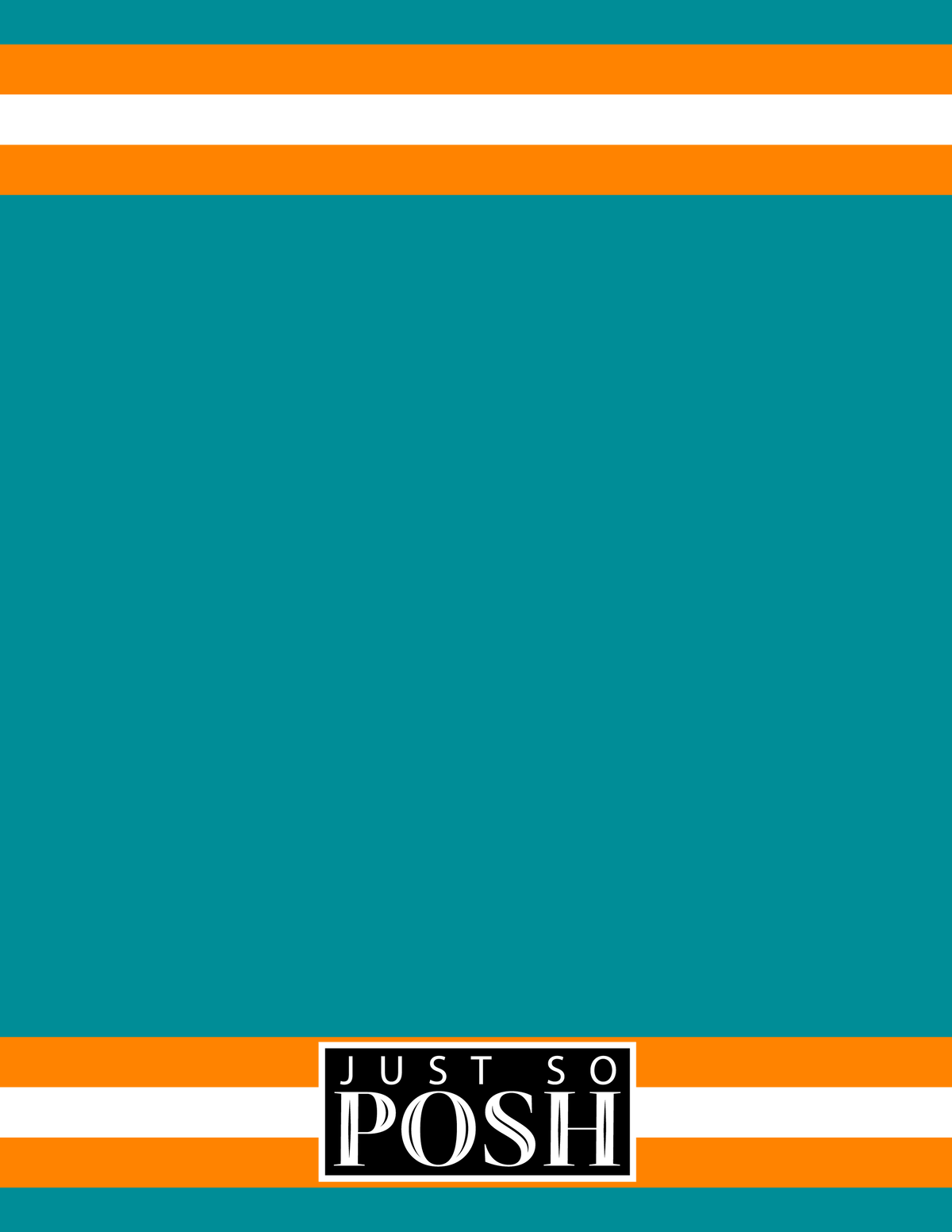 Personalized Jersey Number Notebook - Teal and Orange - Single Stripe - Back View