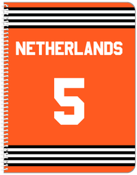 Thumbnail for Personalized Jersey Number Notebook - Netherlands - Triple Stripe - Front View