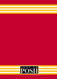 Thumbnail for Personalized Jersey Number Journal with Arched Name - Red and Yellow - Triple Stripe - Back View