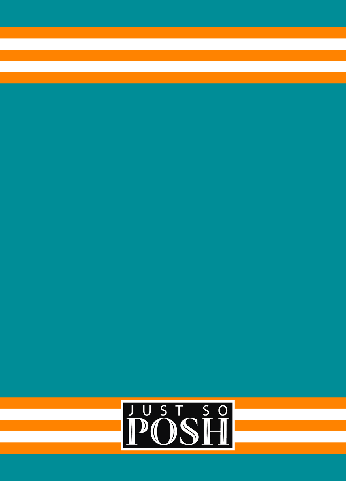 Personalized Jersey Number Journal - Teal and Orange - Double Stripe - Back View