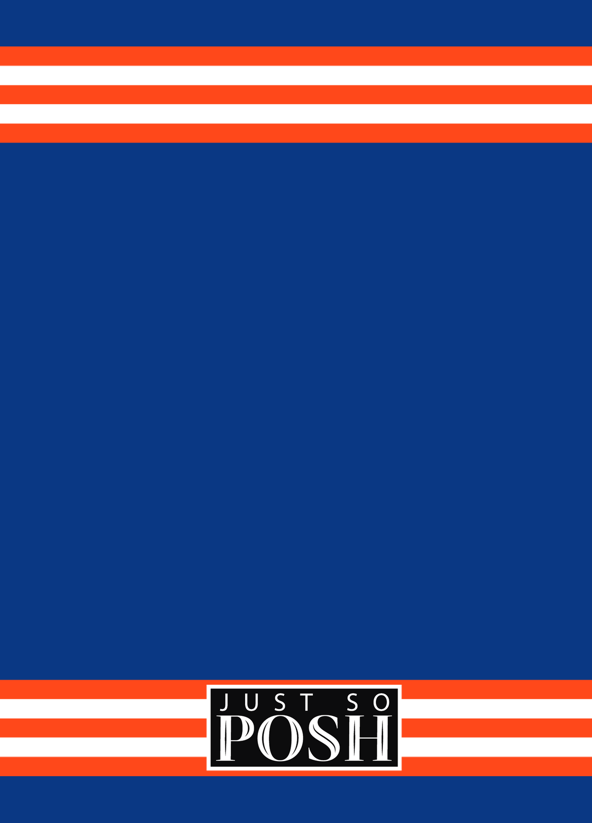 Personalized Jersey Number Journal - Blue and Orange - Double Stripe - Back View