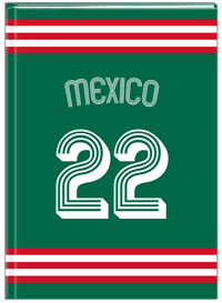 Thumbnail for Personalized Jersey Number Journal with Arched Name - Mexico - Double Stripe - Front View