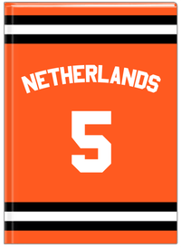 Thumbnail for Personalized Jersey Number Journal with Arched Name - Netherlands - Single Stripe - Front View