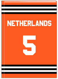 Thumbnail for Personalized Jersey Number Journal - Netherlands - Double Stripe - Front View
