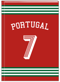 Thumbnail for Personalized Jersey Number Journal with Arched Name - Portugal - Triple Stripe - Front View