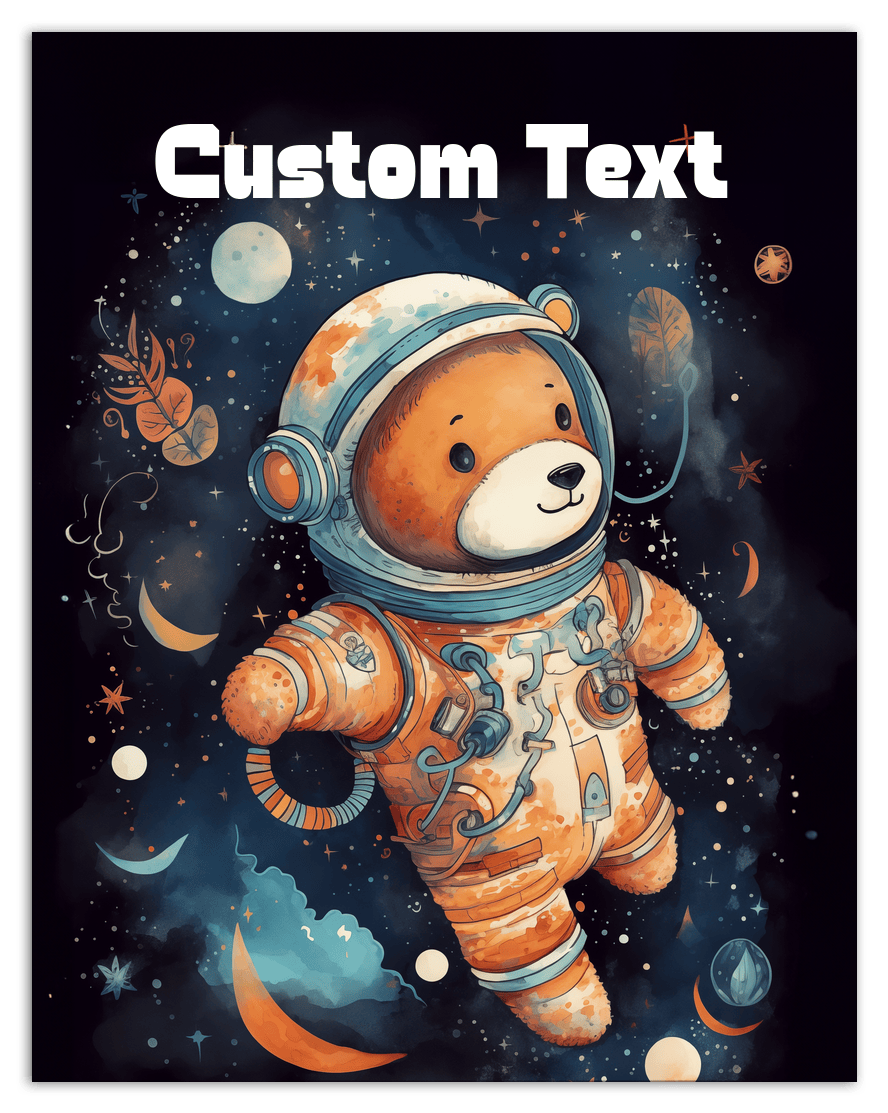 Just So Posh SpaceAni 1 Bear 1 Wall Art Decor Poster Photo Print, Ideal For Home or Office - Front View