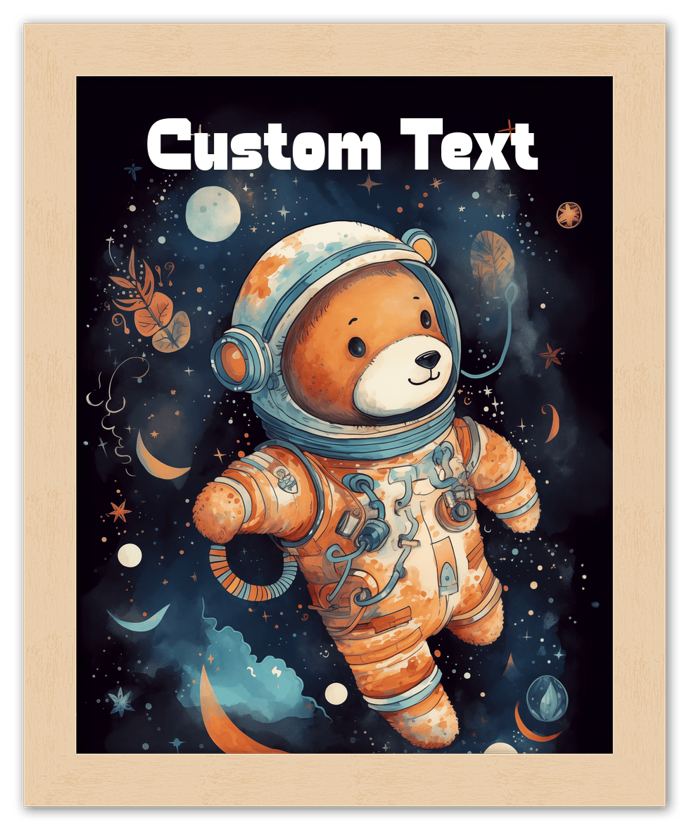Just So Posh SpaceAni 1 Bear 1 Wall Art Decor Poster Photo Print, Ideal For Home or Office - Front View