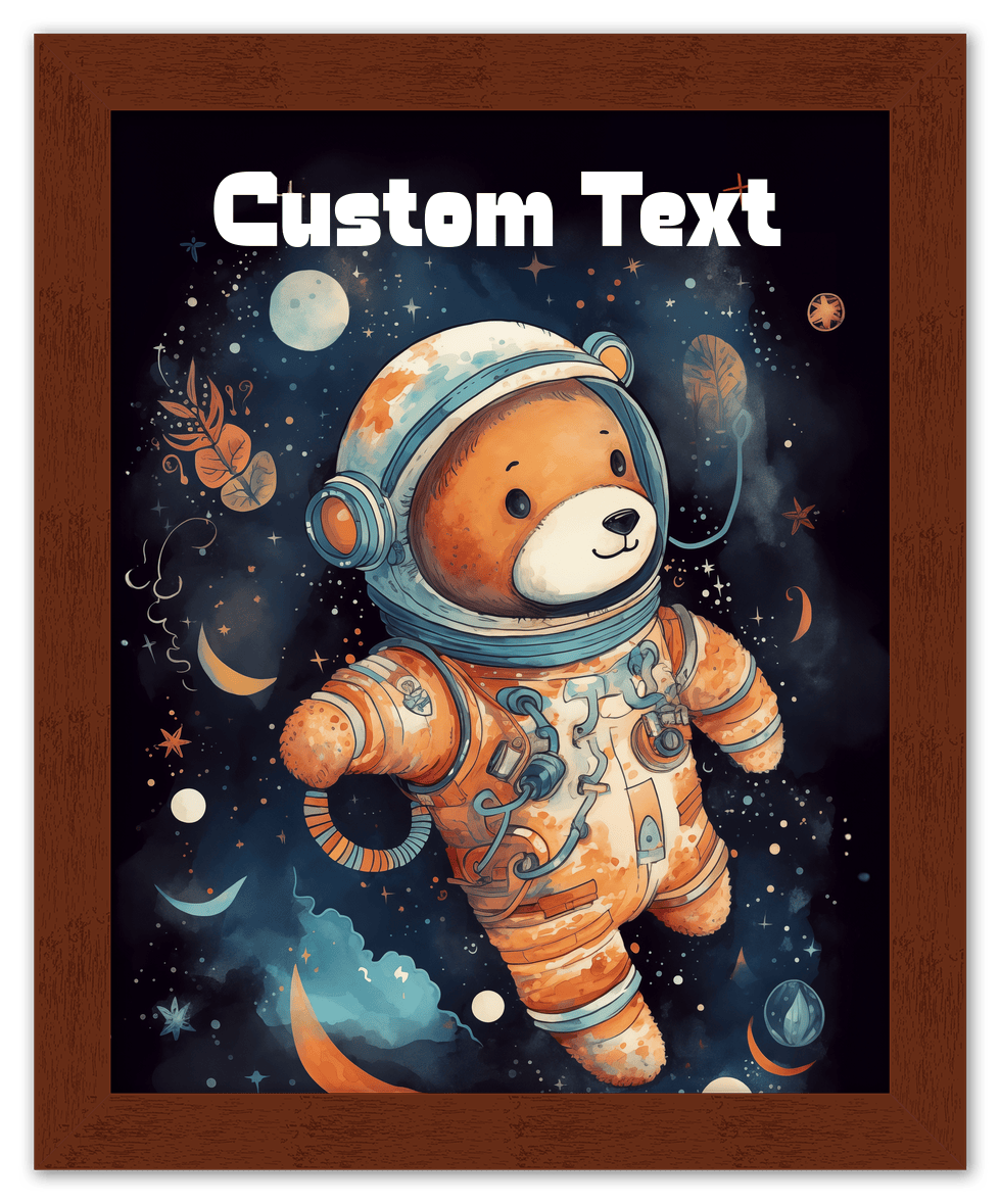 Just So Posh SpaceAni 1 Bear 1 Wall Art Decor Poster Photo Print, Ideal For Home or Office - Front View