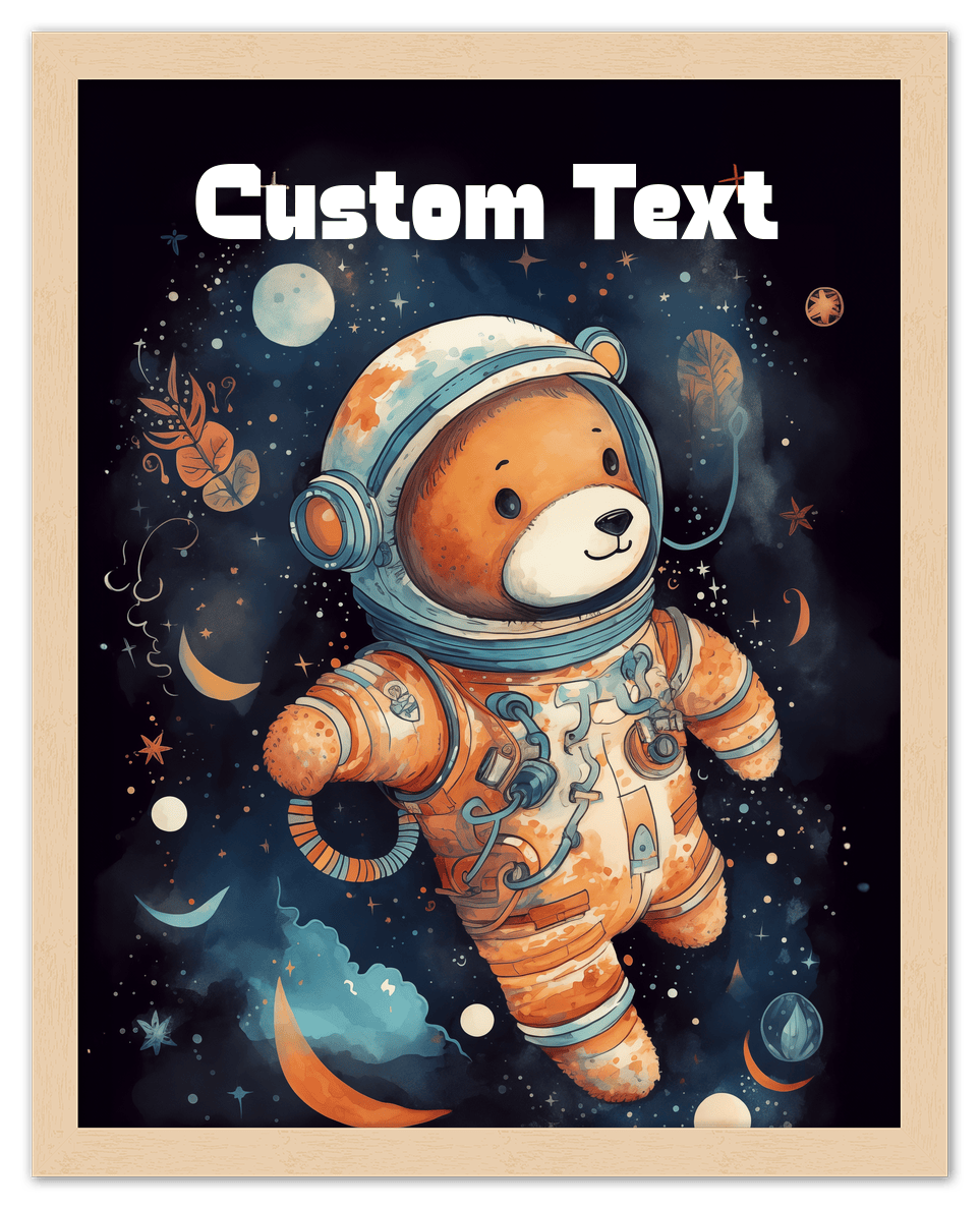 Just So Posh SpaceAni 1 Bear 1 Wall Art Decor Poster Photo Print, Ideal For Home or Office - Front View