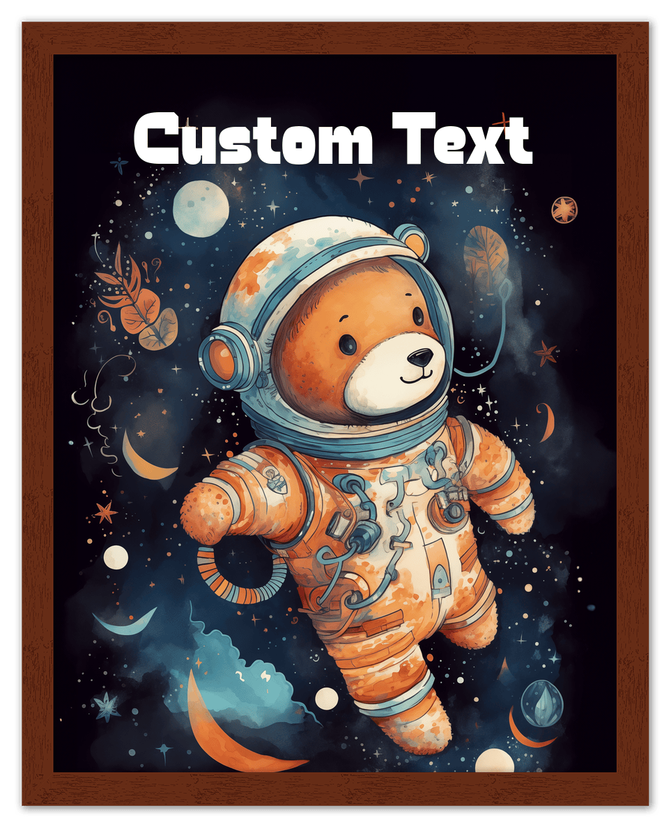 Just So Posh SpaceAni 1 Bear 1 Wall Art Decor Poster Photo Print, Ideal For Home or Office - Front View