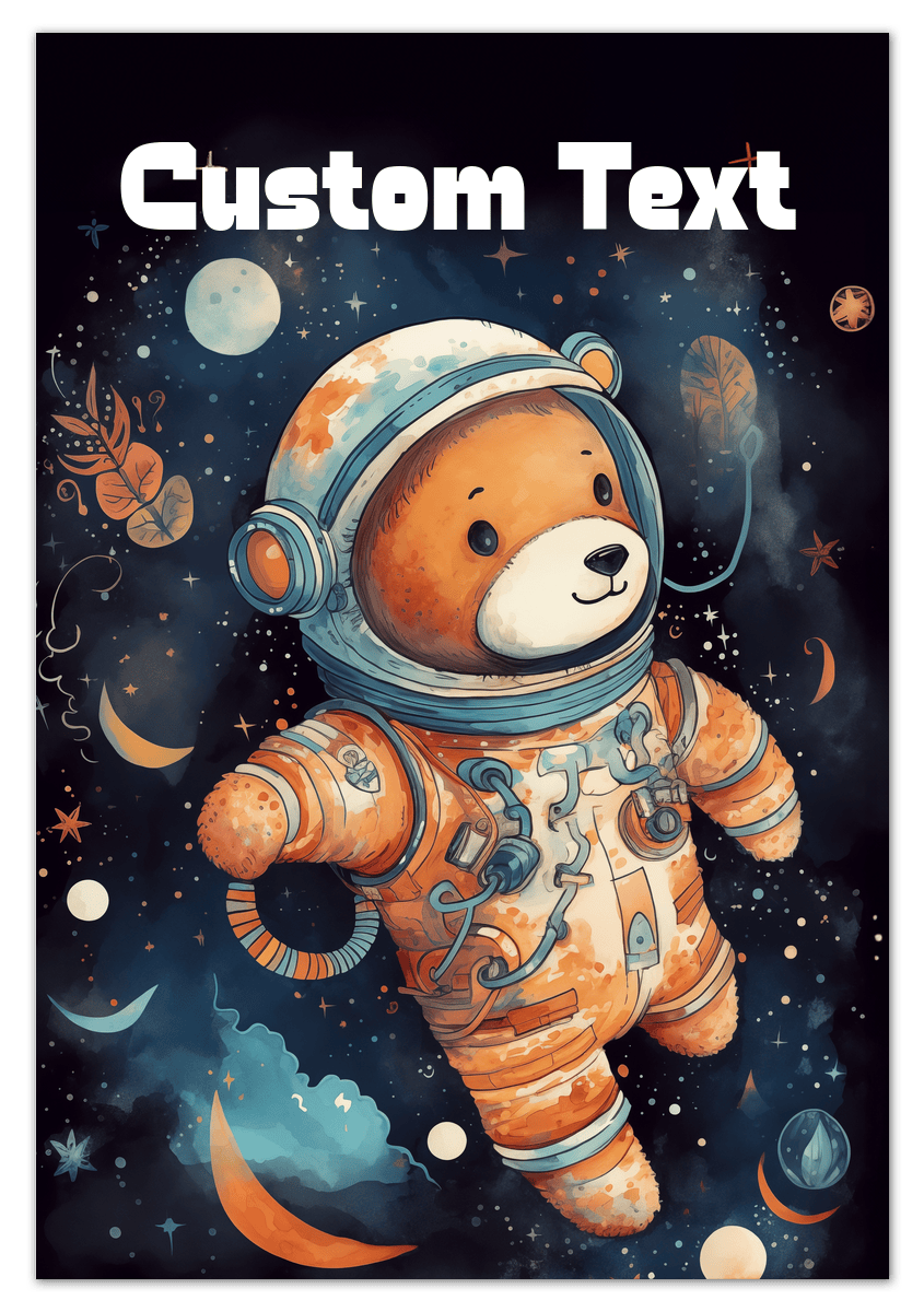 Just So Posh SpaceAni 1 Bear 1 Wall Art Decor Poster Photo Print, Ideal For Home or Office - Front View