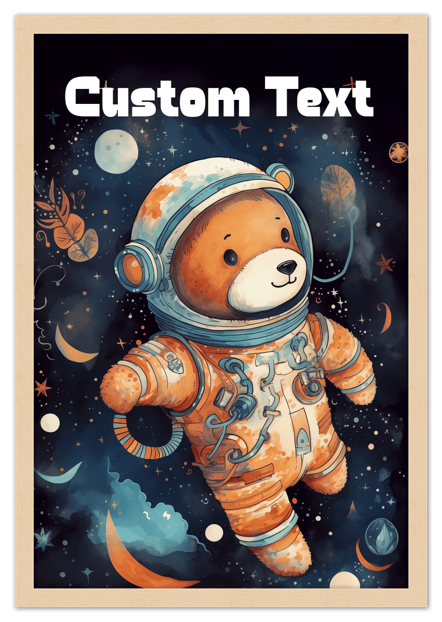 Just So Posh SpaceAni 1 Bear 1 Wall Art Decor Poster Photo Print, Ideal For Home or Office - Front View