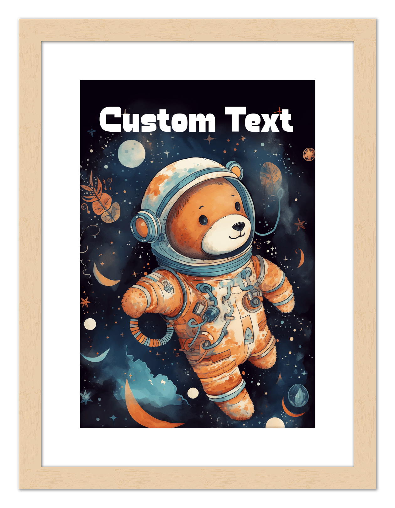 Just So Posh SpaceAni 1 Bear 1 Wall Art Decor Poster Photo Print, Ideal For Home or Office - Front View