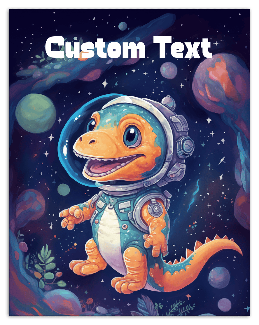 Just So Posh SpaceAni 1 Dino 1 Wall Art Decor Poster Photo Print, Ideal For Home or Office - Front View