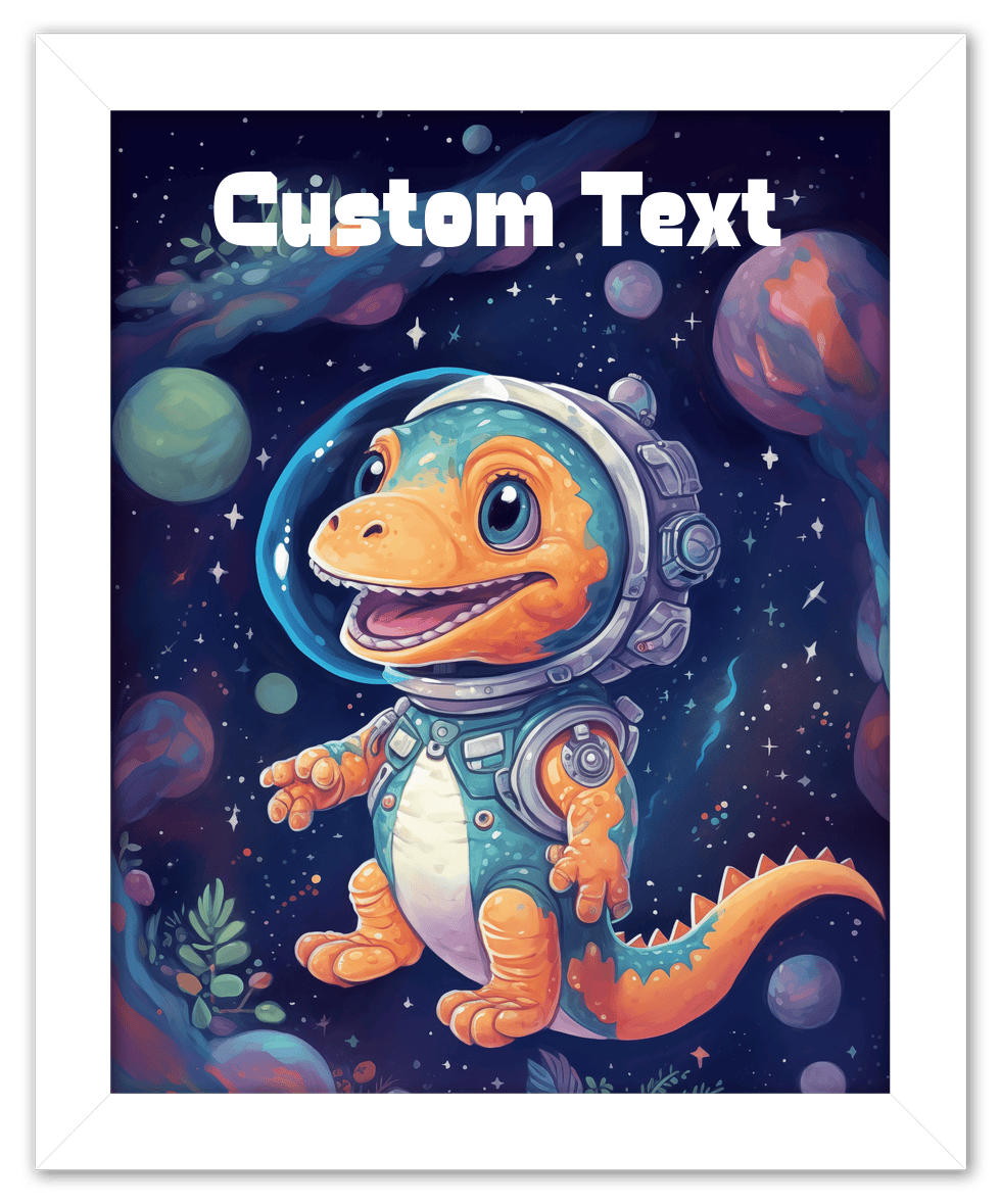 Just So Posh SpaceAni 1 Dino 1 Wall Art Decor Poster Photo Print, Ideal For Home or Office - Front View