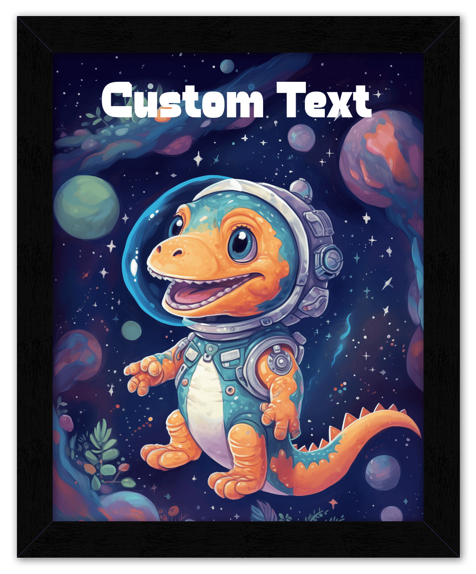 Just So Posh SpaceAni 1 Dino 1 Wall Art Decor Poster Photo Print, Ideal For Home or Office - Front View