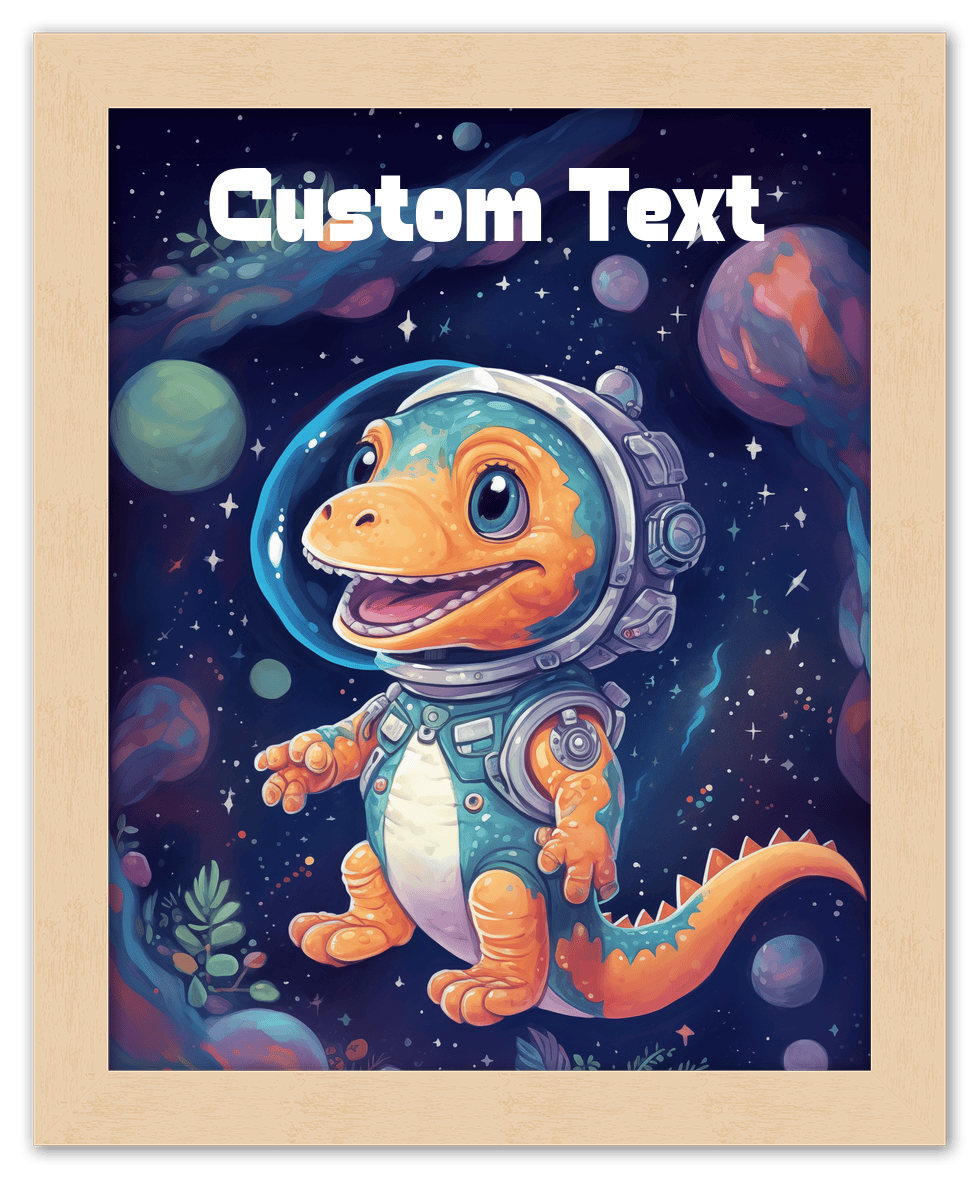 Just So Posh SpaceAni 1 Dino 1 Wall Art Decor Poster Photo Print, Ideal For Home or Office - Front View